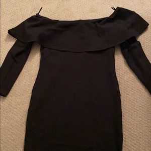 Off-shoulder Long Sleeve Midi Dress